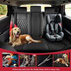 Black Red Car Seat Covers Full Set - Faux Nappa Leather Seat Covers for Cars, Breathable Waterproof Front Seats with Lumbar Support and Rear Seat Cover, Fit for Automotive Sedans SUVs Pickups