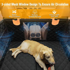 Large Dog Car Seat, Back Seat Extender for Dogs with 3 Mesh Windows, Waterproof Medium Carseat for Dogs with Hard Bottom, Pet Seat Cover for Cars, Trucks and SUVs