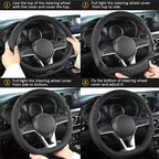 Customized Auto Car Steering Wheel Cover for Nissan,D Shaped Steering Wheel Cover for Rogue,Altima,Kicks (D-Shaped-Black)