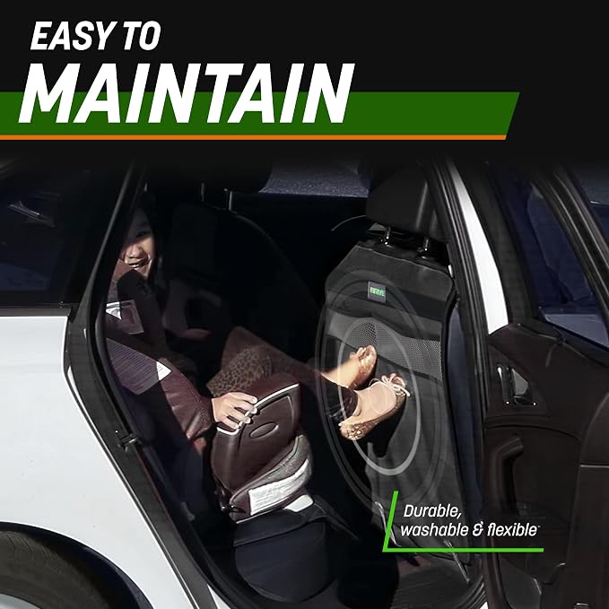 AUTO PRODUCTS - 2 Pack Car Seat Back Protectors, Reversible Kick Mats - Black