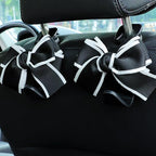 Car Seat Headrest Hook Cute Bowknot Vehicle Hanger Car Storage Organizer for Handbag Purse Coat Grocery Bag Black
