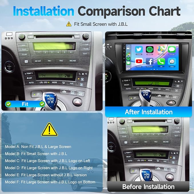 Android12 Car Stereo for Toyota Prius 2010-2015 Radio Upgrade Compatible with JBL Touchscreen Wireless CarPlay Android Auto in-Dash Bluetooth GPS Navigation WiFi Backup Camera MIC