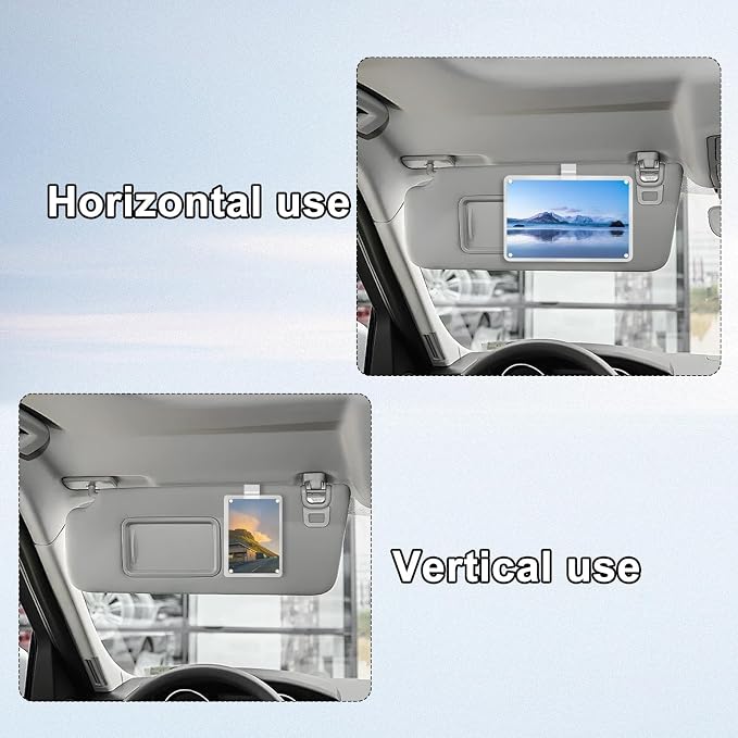 2Pcs Car Sun Visor Photo Folder, Meaningful Car Accessories for Women Acrylic Magnetic Visor Photo Clip for 3" & 4" Photos, Holiday Gifts Suitable for Gifting to Family & Friends