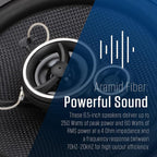 APEX JS65K 6.5" 3-Way Aramid Fiber Car Speakers Pair 250W Peak | 15mm PEI dome tweeters, premium aramid fiber cones, 60W RMS power, punchy bass & clear vocals, fits standard 6.5-inch cutouts