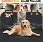 Hard Bottom Dog Car Seat Cover for Back Seat, Holds 420lbs - Waterproof Sturdy Nonslip Hammock for Cars/Trucks/SUVs - Easy to Clean & Safe Backseat Extender for Large Dogs