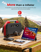 Vortex S6SE Cordless Tire Inflator Portable Air Compressor, 160 PSI Air Pump for Car Tires with 15600 mAh Battery, 100% Duty Cycle & Dual Cylinder, Air Pump for Heavy-Duty Vehicle, Red