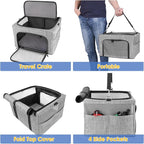 Dog Booster Car Seat, Reinforce Metal Frame Safe Pet Car Seat with Seatbelt & Waterproof Pee Pad & Top Cover | Portable Collapsible Puppy Carrier Bag | for Small Medium Dogs Cats up to 15lbs