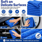 30 Pcs 12.5 × 12.5 Inch Microfiber Towels for Cars, 500 Gsm Edgeless Plush Car Detailing Towel, Lint Free Scratch Free Cleaning Cloths for Drying, Washing, Polishing, Waxing, Home (Dark Blue)
