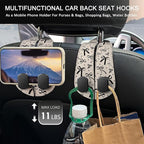 2PCS Car Hooks for Purses Bags, Cute Black Ribbon Bow Seat Back Storage Headrest Holder Hanger PU Leather Double Metal Backseat Organizer, Women Car Accessories Organization