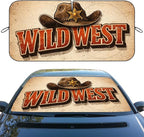 Western Cowboy Car Windshield Sunshades Wild West Sheriff Hat Vintage Front Window Sun Shade Blocks UV Rays Sun Visor Protector for Car Sedan Truck SUV Accessories 59" L x 31.5" W