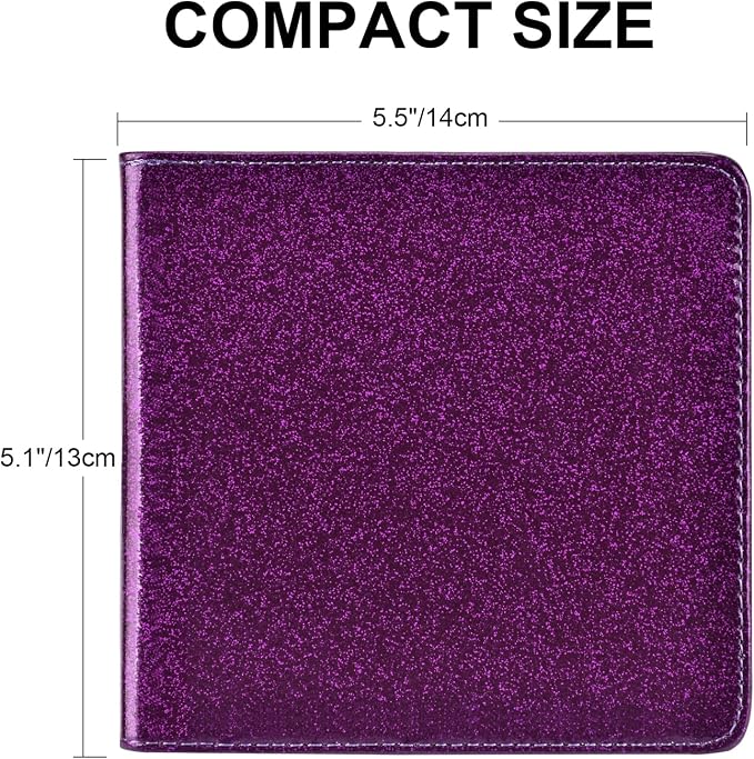 Car Registration and Insurance Holder, Vehicle Glove Box Car Organizer Men Women Wallet Accessories Case for Cards, Essential Document, Driver License, Bling Purple
