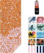 Microfiber Beach Towel, Quick Dry Travel Towel Large Sand Free Towel for Beach, Camping, Swim Pool, Gym, Sports& Yoga 71"x32", Palm Orange