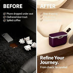 Car Trash Can with Lid - Leakproof Mini Garbage Bin for Door or Seatback,Premium ABS Auto Organizer,Space-Saving Car Garbage Can for Commuters,Families and Pet Owners,Fit for SUV,Sedan,Truck (Purple)