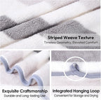 Microfiber Bath Towels, 30" x 60", Cabana Stripe Grey, Set of 2 | Hanging Loop,Large, Soft, Super Absorbent, Fast Drying, Perfect for Hair Wrap, Sport, Fitness, Yoga