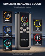 GT160 DUAL Tire Inflator Portable Air Compressor, 4X Faster Dual Cylinder & Upgraded Color LED Screen Portable Air Pump for Car Tires, Auto Shut-off Electric Bike Tire Pump with Pressure Gauge