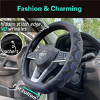 D Shaped 14 Inch Small Sized Steering Wheel Cover Great Grip with 3D Honeycomb Anti-Slip Design, Flat Bottom 14 Inch (Blue)