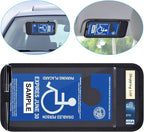 Handicap Placard Holder for Auto, Disabled Parking Permit Sign Protector for Car Sun Visor with Note Paper Slot, Pen Holder and Elastic Strap - Black