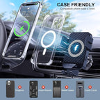 Wireless Car Charger, 15W Fast Charging Auto-Clamping Car Charger Phone Mount Air Vent Cell Phone Holder for iPhone 16/15/14/13/13 Pro/12 pro/12/11, for Samsung Galaxy S23/S22/S21/S20, etc