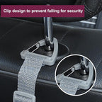 Adjustable 4-Pack Car Headrest Hooks - Universal Seat Back Organizer with Heavy-Duty Clip for Purses, Bags & Groceries Gray