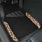 Waterproof Universal Fit Car Floor Mats, Leopard Print Car Mats Fit for SUV,Vans,sedans, Trucks,Set of 4pcs Car Carpet with Driver Heel Pad and Nibs Backing,for Cute Women Girl Brown Leopard
