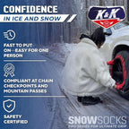 K&K Auto Snow Socks for Tires – Pro Series for Ultimate Grip Approved Snow Chain Alternative Traction Device – Tire Sock for Heavy Duty Pickup Truck – Winter Accessory Emergency Kit – 4XL (2pcs)