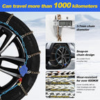 Auto Tightening Snow Chains for Cars, SUVs & Pickup Trucks – 1-Min Quick-Fit Auto Installation, Reusable Universal Emergency Traction Tire Chains – Set of 2（ALN170）