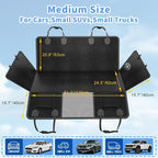 Dog Car Seat Cover for Back Seat,Upgraded PU Leather Dog Seat Cover with Hard Bottom Back Seat,Non-Slip Backseat Cover for Dogs with Mesh Window & Side Flap, Dog Hammock for Car, SUV, Small Trucks