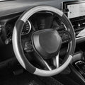 Car Steering Wheel Cover for Prius Civic Model 3 Model Y Camaro, Small Size 14-14.25 inch, Auto Interior Accessories, Black with Sliver Carbon Fiber Pattern