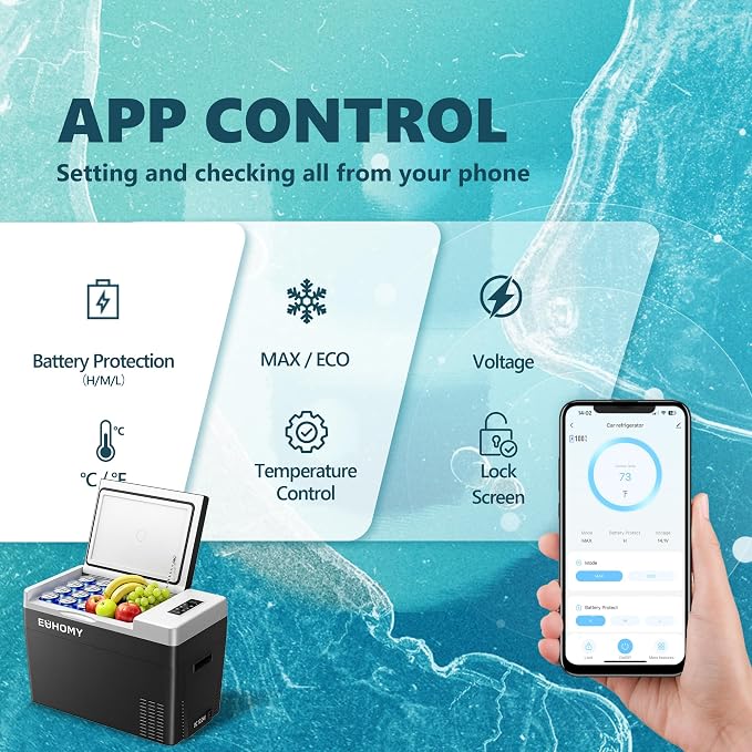 12 Volt Refrigerator, 31QT(29L) Compressor Electric Cooler APP Control, Car Fridge -4℉~68℉, Portable Refrigerator 12/24V DC 100-240V AC, Portable Freezer for Camping, Boat, Travel