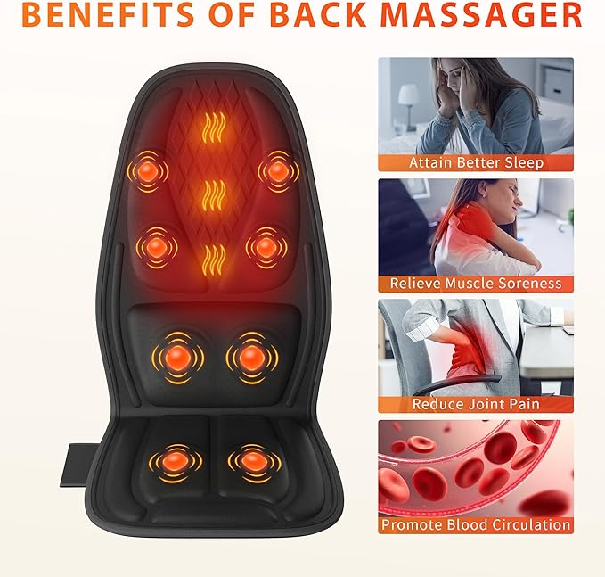 Massage Seat Cushion,Vibration Back Massager for Chair, Seat Massager Cushion,Massage Chair Pad for Home/Office