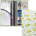 Premium Car Registration & Insurance Card Holder with Magnetic Shut, Vehicle Glove Box Car Organizer - For Documents, Cards, License (Lemon)
