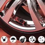 4PCS Crown Bling Tire Stem Valve Caps, Crystal Diamond Tire Air Cap Set Universal Copper Core Stem Covers for Cars, SUV, Trucks, Bikes, Motorcycles, Bicycles (Red & Black)