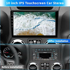 Car Stereo Radio for Jeep Wrangler JK Compass Grand Cherokee Dodge Ram 1500, Android 12 OS 2GB+64GB, 10 inch IPS Touchscreen Support Wireless CarPlay Android Auto GPS Bluetooth FM SWC