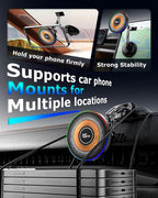Magnetic Wireless Charging Car Phone Holder with 15W Fast Charging & Strong Vacuum Suction, 360° Rotatable Dashboard & Windshield Mount for Magsafe iPhone 17/16/15/14/13 Android Galaxy S24/S23/S22