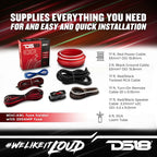 AMPKIT0 0 Gauge CCA Complete Amp Wiring Kit - Amplifier Install Wiring 1/0 Ga Amp Kit Pro Installation Cables Up to 3500 Watts with ANL Fuse Holder 250A