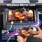 Single Din Radio Car Stereo with Wireless Apple Carplay & Android Auto, 6.9" UHD Touchscreen Car Stereo with Bluetooth, 1080P Backup Camera Mirror Link Navigation USB Type-C Fast Charging FM/AM EQ SWC