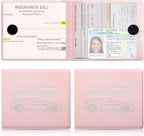 Car Registration and Insurance Card Holder, Vehicle Glove Box Car Organizer, Interior Car Accessories for Documents, Cards, License - 2 Pack