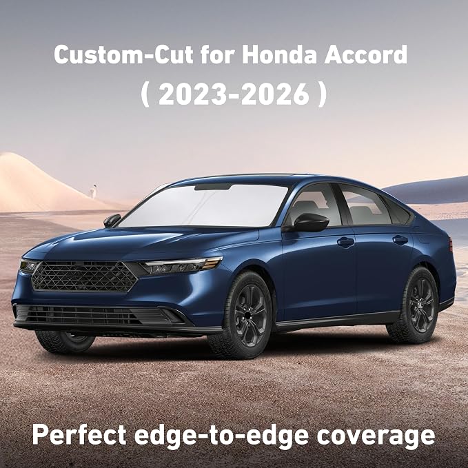 Windshield Sunshade Compatible for Honda Accord 2023-2024 2025 2026, Sun Visor for Front Windshield & Window Sun Shade Cover, UV Heat Blocker & Protector, Car Accessories
