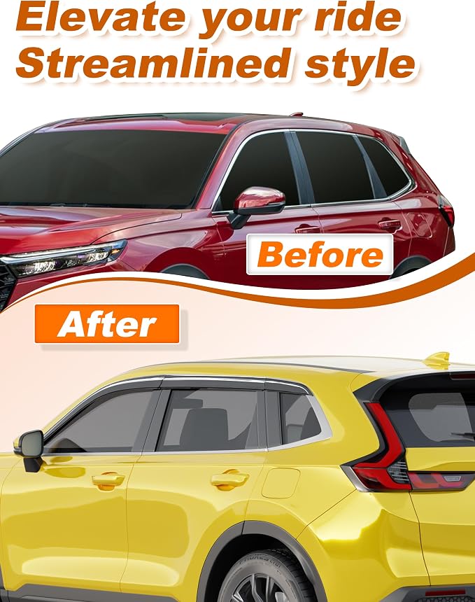 Low Profiles 6-PCS Extra-Thick Window Rain Guards Fit for Honda CR-V CRV 2023 2024 2025 2026 Rain Guards Window Deflectors Vent Visors Shades