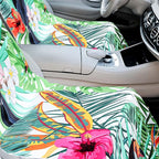 Car Seat Towel Covers with Storage Bag, 63 x 32 Inch Universal Non Slip Waterproof Sweat Protector for Car Truck, Gym Swimming Running, Machine Washable(2 Pack,Tropical Toucan)