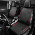 Universal FIT Piping Leather Car Seat Cover, for suvs,Van,Trucks,Airbag Compatible,Inside Zipper Design and Reserved Opening Holes (Full Set, Black and Red)