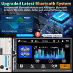 7" Double Din Car Stereo Compatible with Wireless Apple CarPlay & Android Auto, 240W 4.2-Channel Dual Subwoofer Ports, Touchscreen, Bluetooth 5.3, Mirrorlink, Backup Camera, FM/AM Car Radio