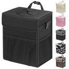 Car Trash Can with Lid, Leakproof Car Trash Bag Hanging Waterproof Automotive Garbage Can with Storage Pockets Mini Vehicle Trash Bin for Back/Front Seat(Black,4 Gallon)