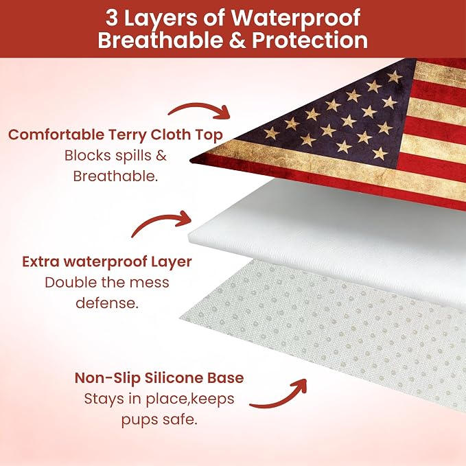 Waterproof Back Seat Cover for Dogs and Kids, Car Seat Protector Under Baby Car Seat, Child and Dog Car Seat Cover Blanket for Rear Bench(American Flag Red, Rear Bench Seat Towel)