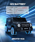Licensed Mercedes-Benz AMG G63 Ride on Toys,12V Ride on Car with Remote Control,Rechargeable Battery,Flickering Lights/LED Lights, Bluetooth,Music & Horn, Soft Start, Low Battery Prompt,Black
