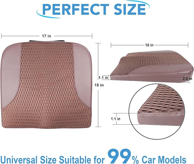 Car Seat Cushion, Car Seat Pillow, Automotive Cushion | Memory Foam Car Seat Cushion for Long Driving, Butt Pillow for Pain Relief, Driver Seat Cushion for Car, Truck, Office, Brown