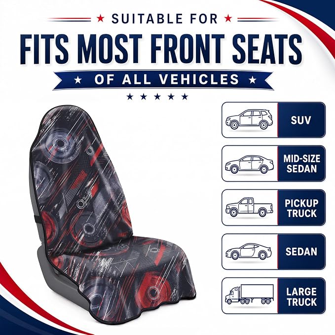 Car Seat Towel Cover for Front Seats, 1Pc Sweat Absorbent Car Seat Protector with Non-Slip Backing, Waterproof Towel Car Seat Covers for Runners, Gym, Swimming, Beach, Pets, Cyber Motion