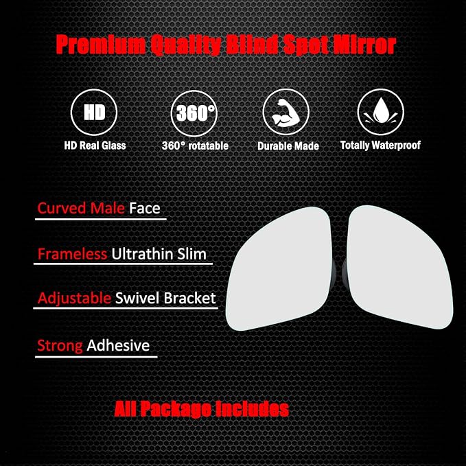 Blind Spot Mirror, HD Glass Frameless Convex Wide Angle Stick on Rearview Blindspot Car Mirror for Car SUV and Truck (Rhombus, Pack of 2)