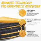 PUGPIU 1400GSM Large Microfiber Car Drying Towel Detailing 24"x36" | XL Super Absorbent Microfiber Towels - Edgeless with Twisted Loop - No Lint Streak for SUV Truck Car Detailing (Yellow)