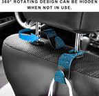 4 PCS Car Seat Headrest Hooks, Bling Crystal Rhinestone Back Seat Hanger Storage Organizer, Sparkly Seatback Holder Hooks for Purse and Bags Universal For Most Vehicles (Lake Blue)